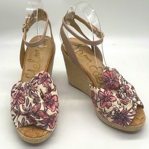 Sam Edelman Aubrey Pink Multi Floral Wedge Sandal Size 7